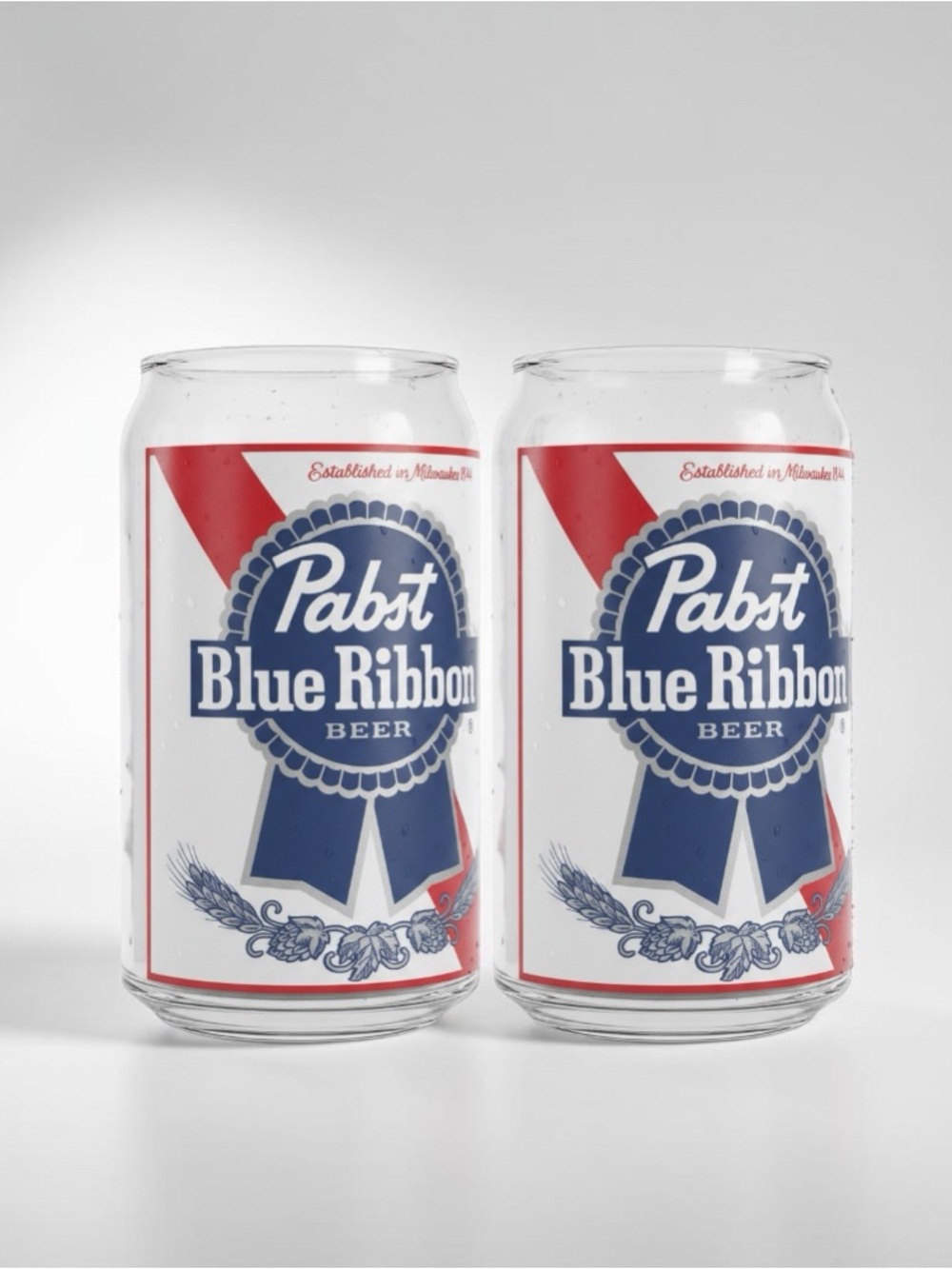 Pabst Blue Ribbon PBR Beer Can Shaped Glass 16oz Set Signature Glassware NEW